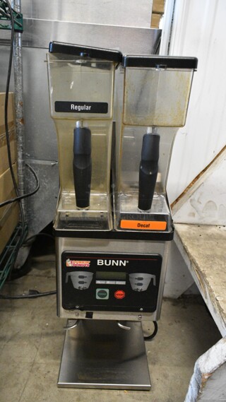 Bunn MHG Stainless Steel Commercial Countertop 2 Hopper Coffee Bean Grinder. 120 Volts, 1 Phase. Tested and Working!