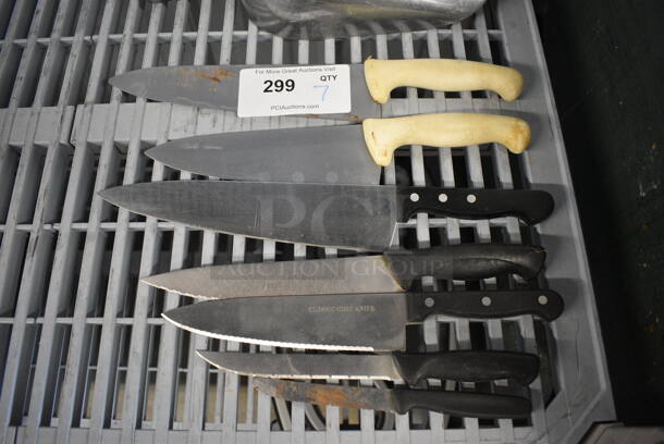 7 Various Stainless Steel Knives. Includes 15.5". 7 Times Your Bid!
