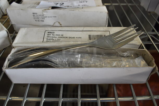 48 BRAND NEW IN BOX! Winco 0002-06 Stainless Steel Windsor Salad Forks. 6". 48 Times Your Bid!