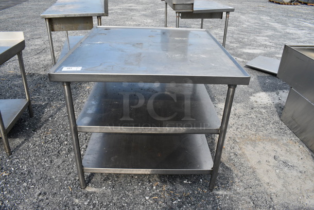 Stainless Steel Table w/ 2 Stainless Steel Under Shelves. 42x48x36