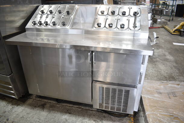 Norlake ZF122SAS/0-0DO Stainless Steel Commercial Cooler w/ Topping Rail and 16 Drop Ins on Commercial Casters. 115 Volts, 1 Phase. Tested and Working!