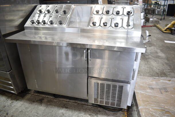 Norlake ZF122SAS/0-0DO Stainless Steel Commercial Cooler w/ Topping Rail and 16 Drop Ins on Commercial Casters. 115 Volts, 1 Phase. Tested and Working! - Item #1127169