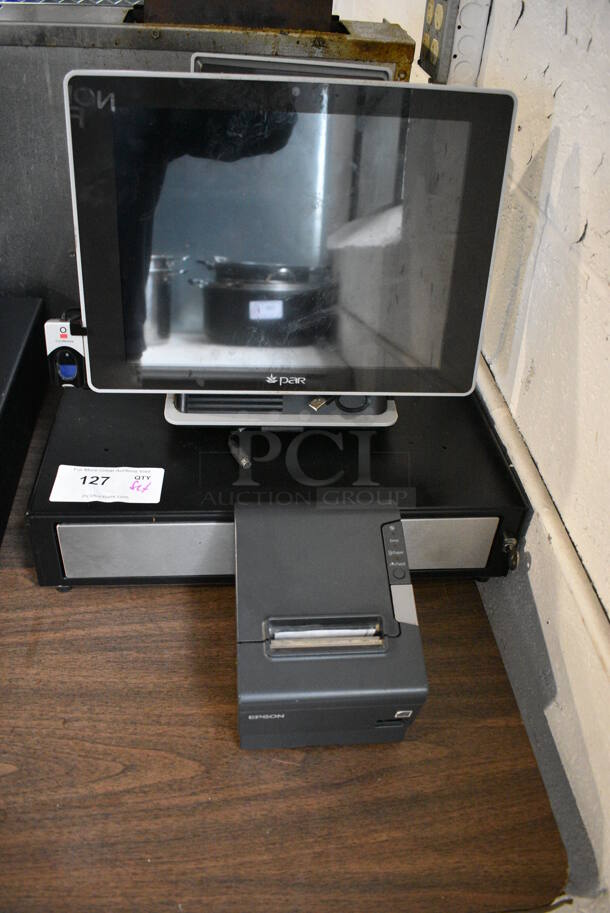 Par T8315 15" POS Monitor, Epson TM-T88V Receipt Printer and Metal Cash Drawer
