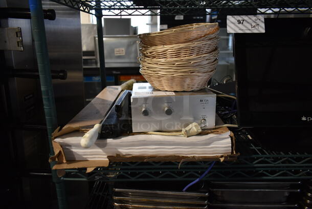 ALL ONE MONEY! Lot of Various Items Including TOA BC-10 Unit, Bread Baskets and Liner Sheets