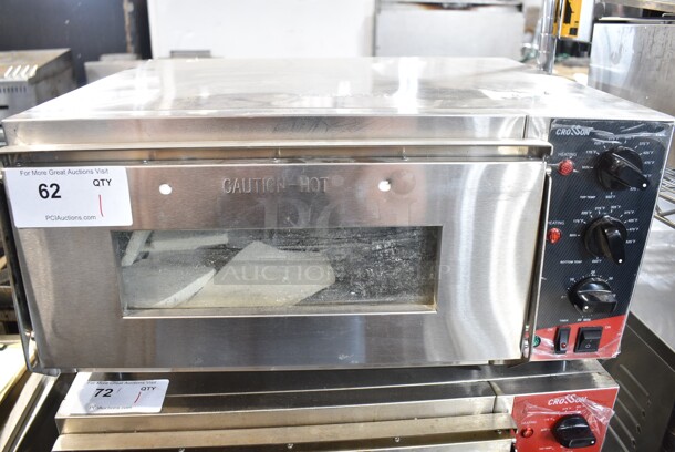 2023 Crosson CPO-160 Stainless Steel Commercial Countertop Electric Powered Pizza Oven w/ Broken Cooking Stone. 120 Volts, 1 Phase. Tested and Working!