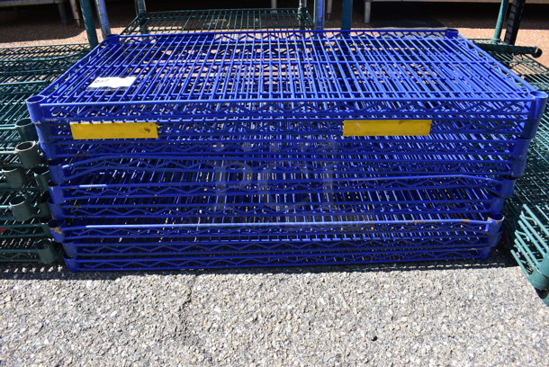 ALL ONE MONEY! Lot of 9 Blue Finish Wire Shelves. 36x18x1.5