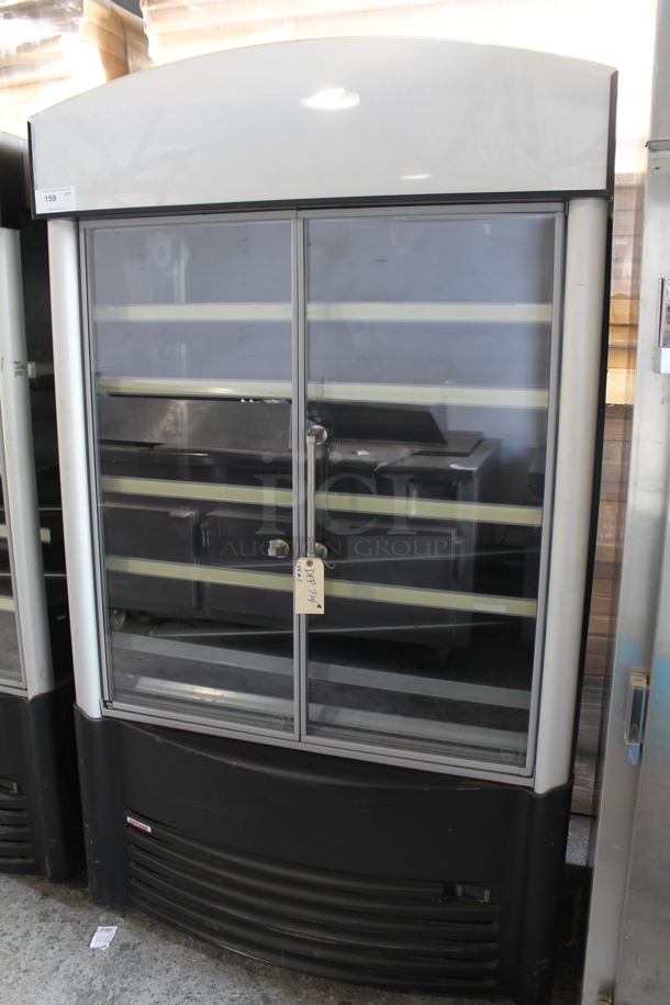 AHT Metal Commercial Refrigerated Display Case Merchandiser w/ Metal Shelves. Cannot Test Due To Cut Power Cord