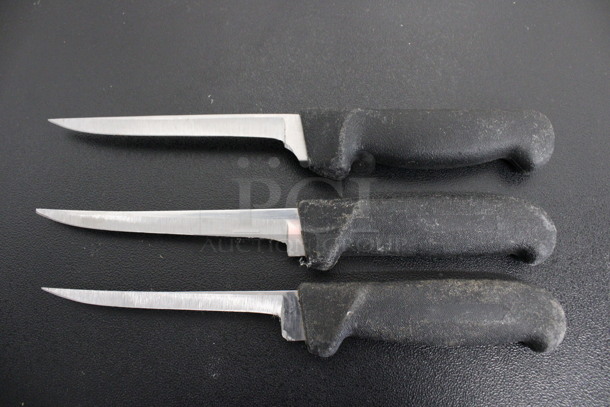 3 Sharpened Stainless Steel Fillet Knives. Includes 10.5". 3 Times Your Bid!