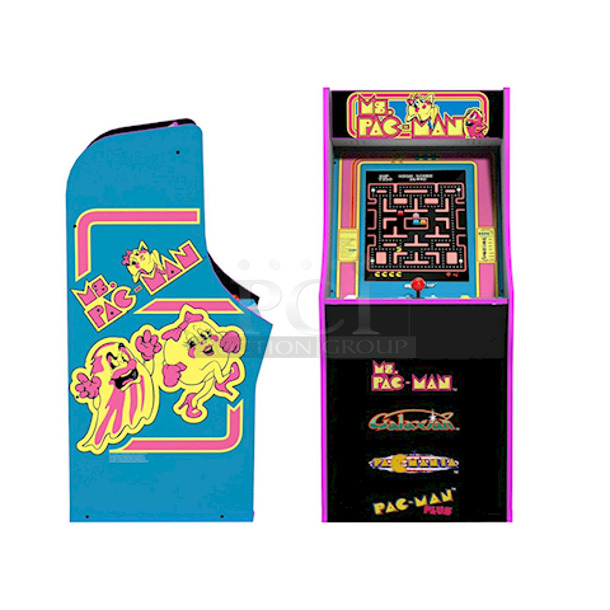 CLASSIC!! Arcade1Up Ms. Pac-Man Arcade Machine, 17" Monitor, 4 Games-In-1: Ms. Pac MAn, Galaxian, Pacmania, Pac-Man Plus. 20.88x22.81x48-1/2