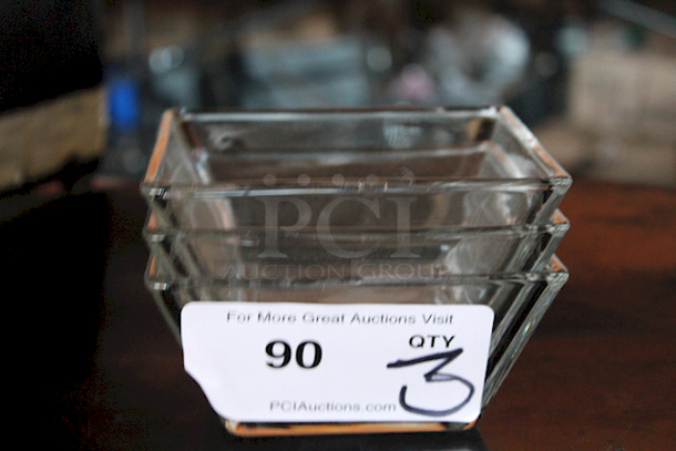 NICE! Crisa 0761-000 Square Glass Bowl. 5-1/2"x5-1/2"x6". 3x Your Bid. 