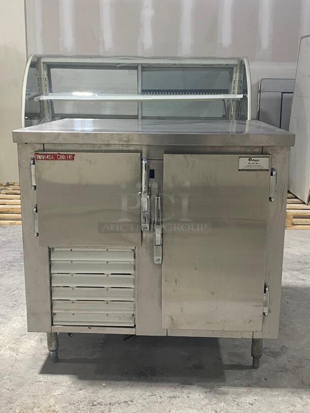36" WORK TOP REFRIGERATOR.  Self-Contained System
Side mounted Compressor
Heavy Duty Stainless Steel Top
One and Half Doors