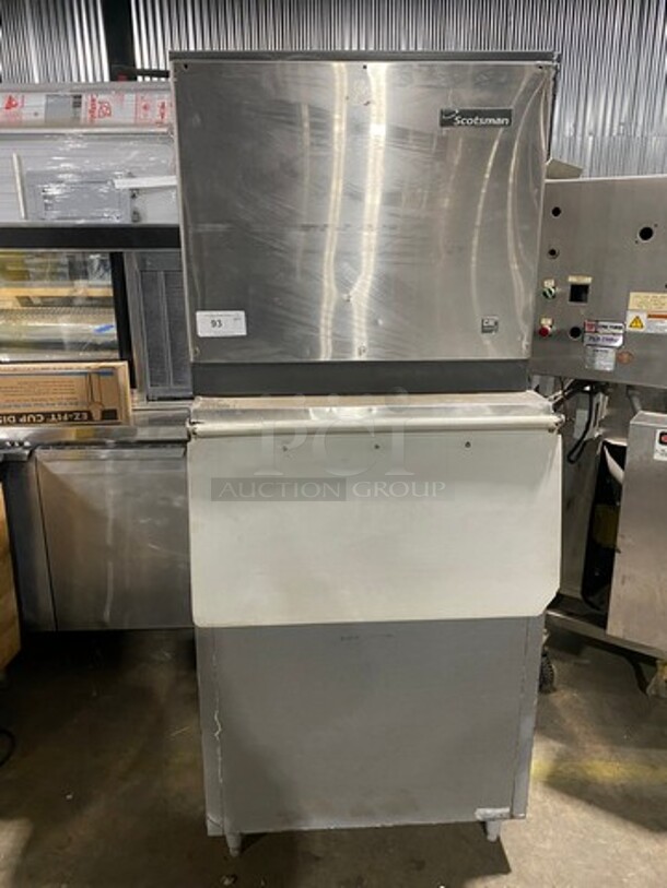 Scotsman Commercial Ice Maker Machine! With Commercial Ice Bin! All Stainless Steel! On Legs! 2x Your Bid Makes One Unit! Model: CME506WS1F SN: 06081320014188 115V 60HZ 1 Phase