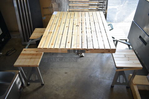 BRAND NEW SCRATCH AND DENT! Wood Pattern Folding Picnic Table Set. 