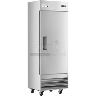 BRAND NEW SCRATCH AND DENT! 2024 Avantco 178A19FHC Stainless Steel Commercial Single Door Reach In Freezer w/ Poly Coated Racks. 115 Volts, 1 Phase. 