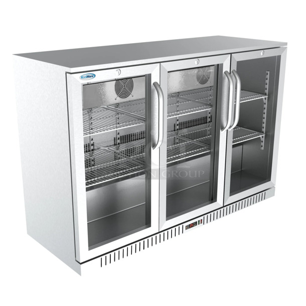 BRAND NEW SCRATCH AND DENT! KoolMore BC-3DSW-SS Stainless Steel Commercial 3 Door Undercounter Cooler Merchandiser. 115 Volts, 1 Phase. Tested and Working!