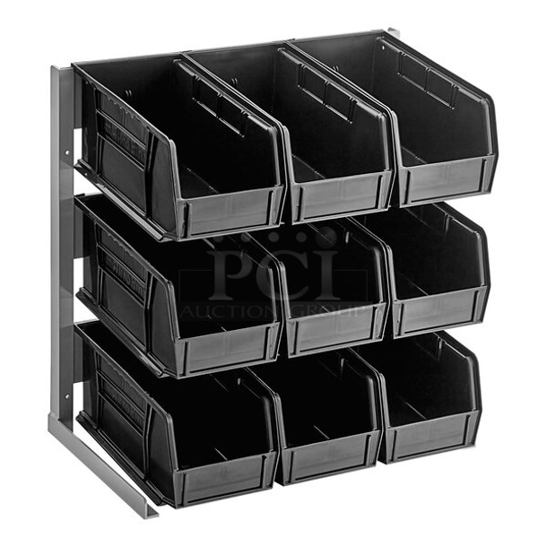 BRAND NEW SCRATCH AND DENT! Carlisle 381109LG 18" x 12" x 19" Aluminum 3-Tier Packet Rack with 3.5 Qt. Black Compartment Bins