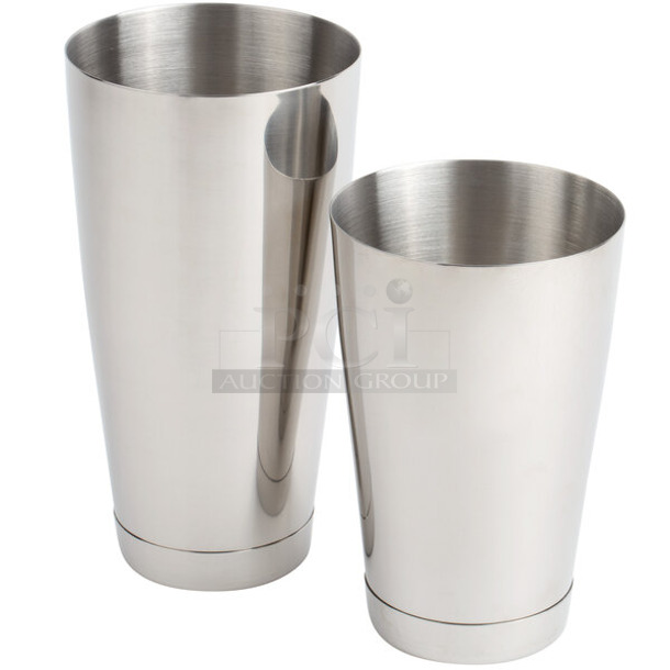 Box of 2 Sets of BRAND NEW! Mercer M37009 28 oz. & 18 oz. Stainless Steel 2-Piece Boston Cocktail Shaker
