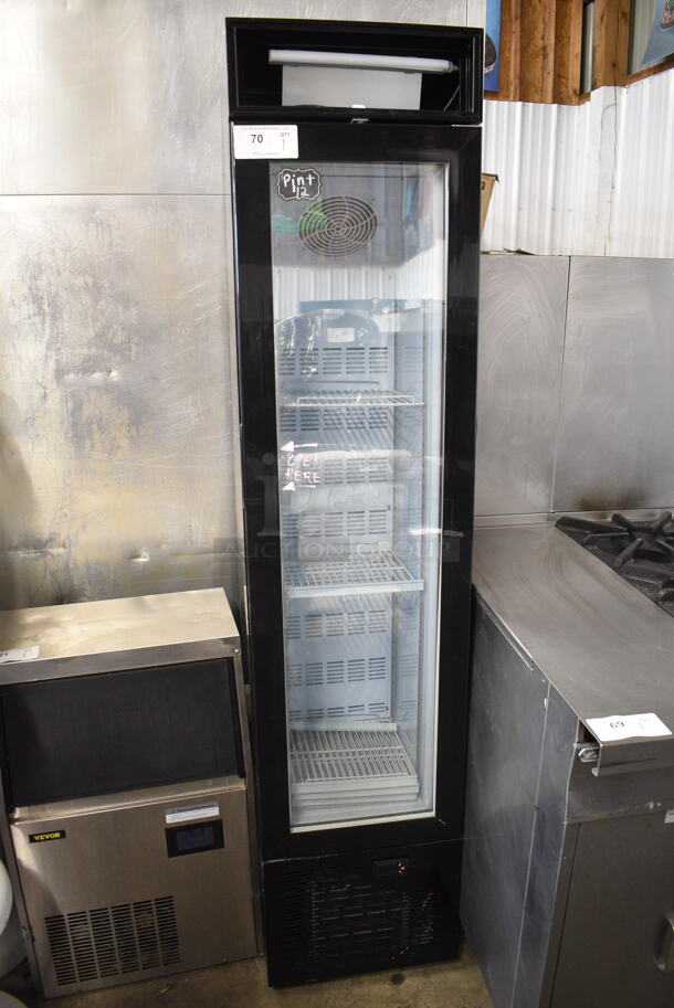 Galaxy SD105B Metal Commercial Single Door Reach In Cooler Merchandiser. 110-120 Volts, 1 Phase. Cannot Test Due To Cut Power Cord