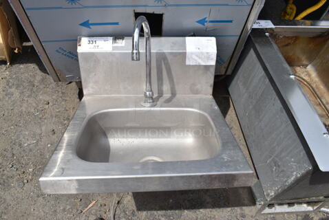 Stainless Steel Commercial Single Bay Wall Mount Sink w/ Faucet. 