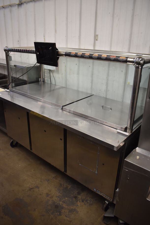 Beverage Air SPE72HC-30M Stainless Steel Commercial Prep Table w/ Sneeze Guard on Commercial Casters. 115 Volts, 1 Phase. 72x33x60. Tested and Working!