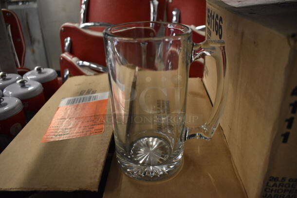 12 BRAND NEW IN BOX! Libbey 261166 Large Glass Mugs. 5.5x3.5x7. 12 Times Your Bid!