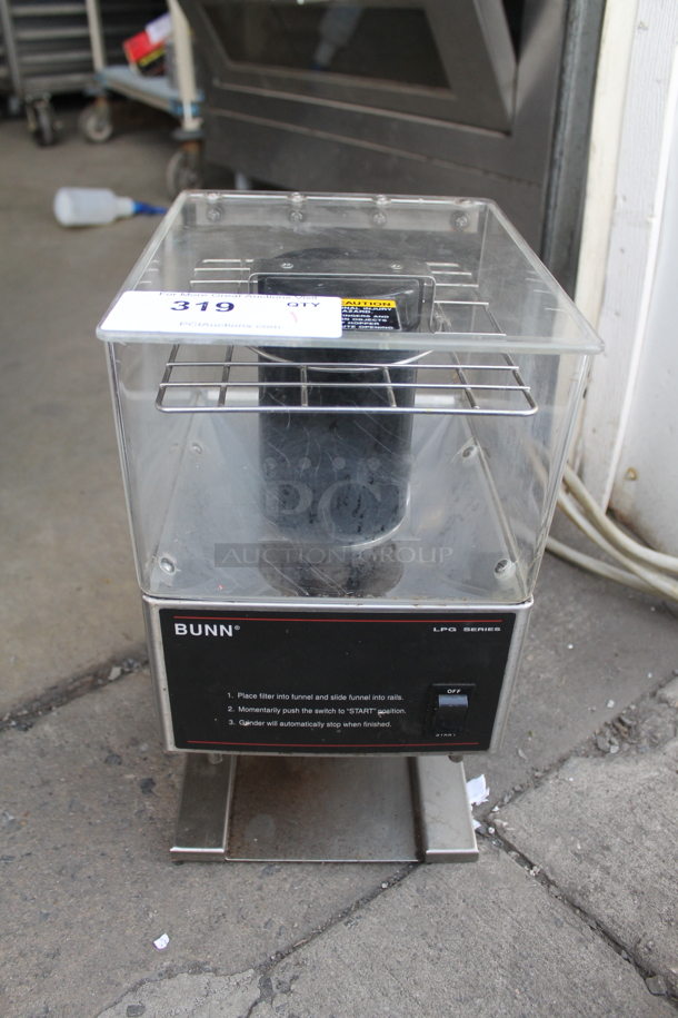 Bunn LGP Stainless Steel Commercial Countertop Coffee Bean Grinder. 120 Volts, 1 Phase. Tested and Working!