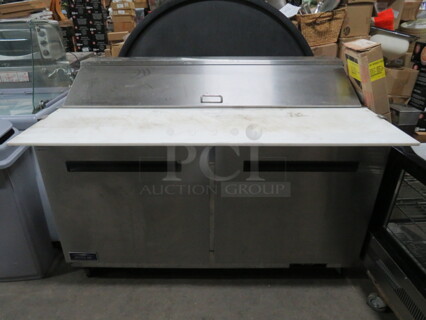 One WORKING Artic Air 2 Door Refrigerated Prep Table With 2 Racks, On Casters. Model# AST60RZ. 115 Volt. 61X30X44.