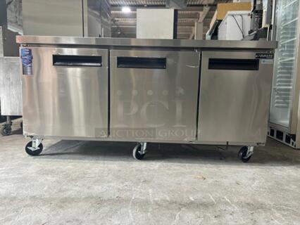 Brand New Scratch & Dent Dukers DUC72R 3-Door Undercounter Commercial Refridgerator in Stainless Steel
