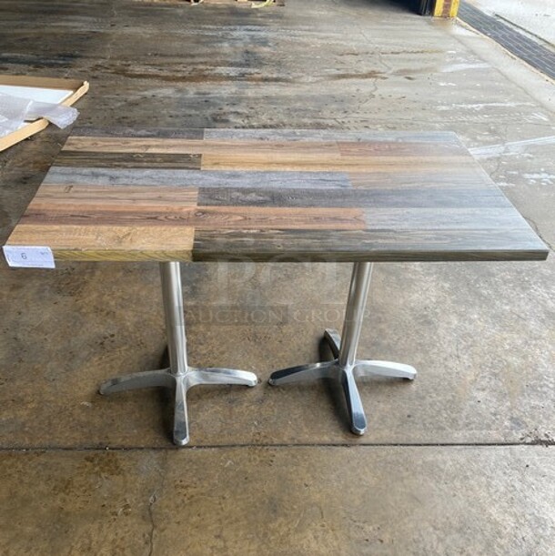 Wow! Brand New! OCS Barn Plank Finish Scratch Resistant Durowood Composite Dining Table! Suitable For Indoor & Outdoor Use With Double Polish Base! 30"x48"! MODEL DWP002!