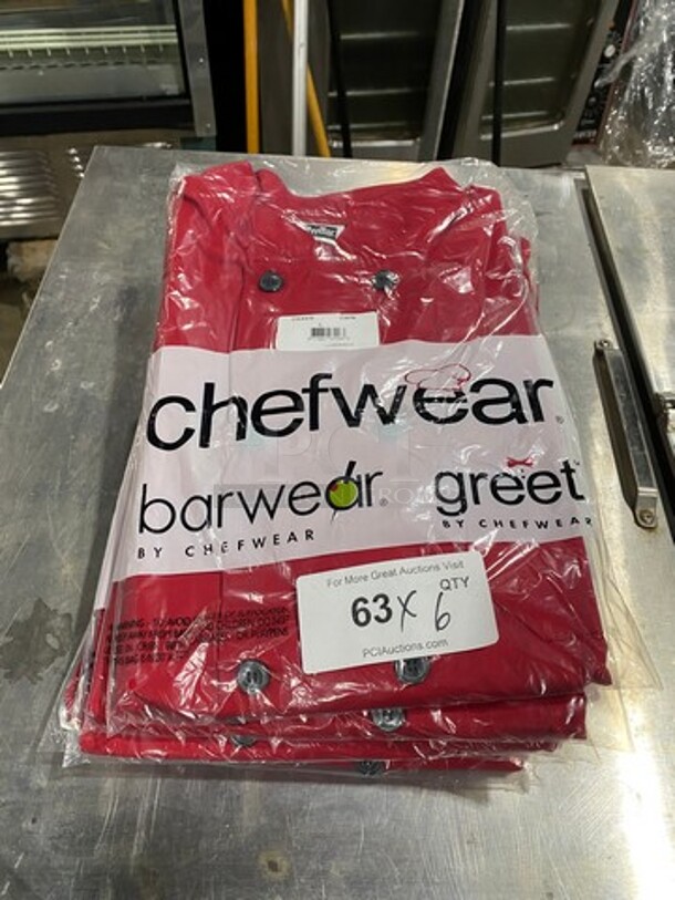 NEW! Chefwear Commercial Red Chef Coat! 6x Your Bid!