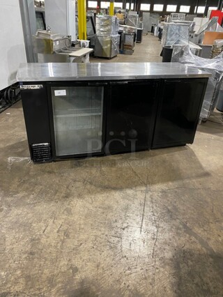 Beverage Air Commercial 3 Door Bar Back Cooler! With One View Through Door! With Racks! Model BB78G1 Serial 7514683! 115V 1Phase!