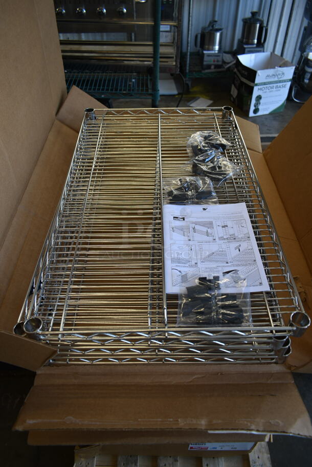 5 BRAND NEW BOXES OF 4 Metro 2136NS Chrome Finish Wire Shelves. 5 Times Your Bid! 
