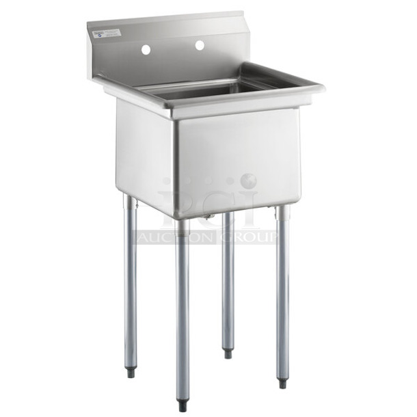 BRAND NEW SCRATCH AND DENT! Steelton 522CS11818N 23 1/2" 18-Gauge Stainless Steel One Compartment Commercial Sink without Drainboard - 18" x 18" x 12" Bowl