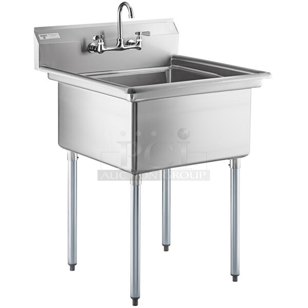 BRAND NEW SCRATCH AND DENT! Steelton 522CS12424  30" 18-Gauge Stainless Steel One Compartment Commercial Sink with Faucet - 24" x 24" x 12" Bowl. No Legs. 