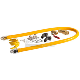 BRAND NEW SCRATCH AND DENT! Regency 600GKM1248 48" Mobile Gas Connector Hose Kit with 2 Elbows, Full Port Valve, Restraining Device, and Quick Disconnect - 1/2". May Be Missing Pieces