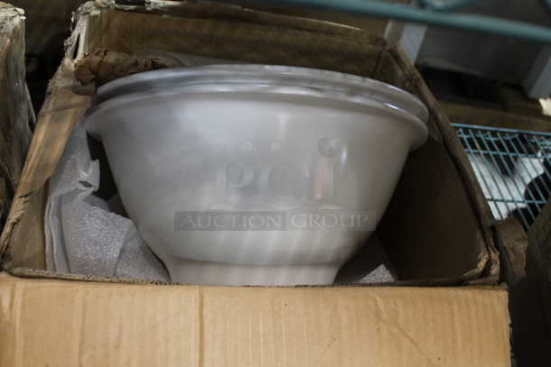 2 Boxes of 4 White Poly Bowls. 2 Times Your Bid!