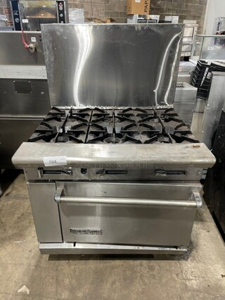 American Range Commercial Natural Gas Powered 6 Burner Stove! With Full Size Oven Underneath! With Backsplash! All Stainless Steel!