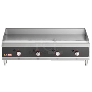 SCRATCH & DENT! Cooking Performance Group GTU-CPG-48-L Ultra Series 48" Chrome Plated Liquid Propane 4-Burner Countertop Griddle - 120,000 BTU. S/N: 2309D06783