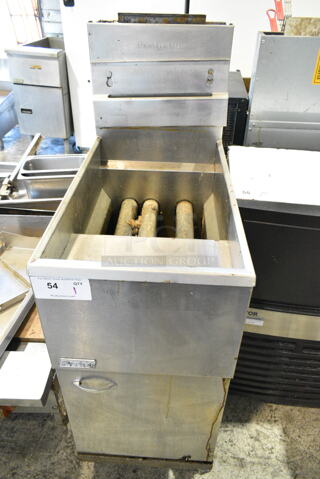 Pitco Frialator Stainless Steel Commercial Floor Style Natural Gas Powered Deep Fat Fryer.  105,000 BTU. 