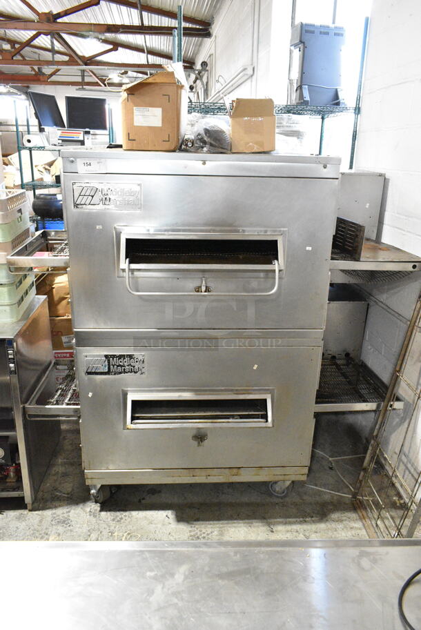 2 Middleby Marshall PS22 P68 Stainless Steel Commercial Natural Gas Powered Conveyor Pizza Oven. 100,000 BTU. 2 Times Your Bid! - Item #1145687