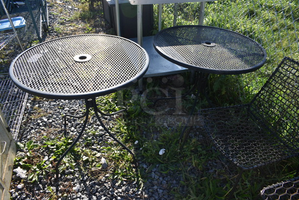 2 Metal Mesh Round Patio Tables. 2 Times Your Bid!