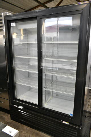 Imbera VRD43 Metal Commercial 2 Door Reach In Cooler Merchandiser w/ Poly Coated Racks. 115 Volts, 1 Phase. 