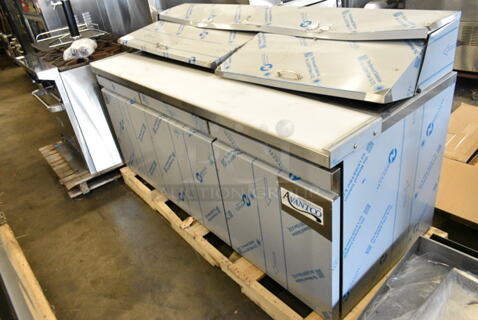 BRAND NEW SCRATCH AND DENT! 2024 Avantco 447APST72 Stainless Steel Commercial Sandwich Salad Prep Table Bain Marie Mega Top. 115 Volts, 1 Phase. 