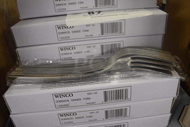 60 BRAND NEW IN BOX! Winco 0001-05 Stainless Steel Dominion Dinner Forks. 7". 60 Times Your Bid!