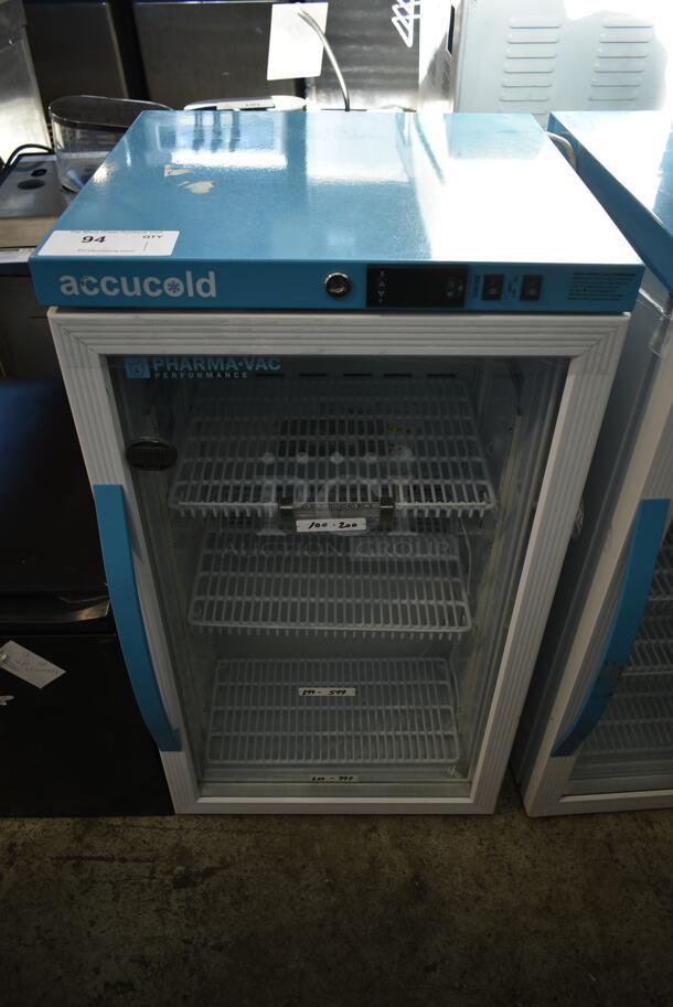 Accucold ARG3PV Metal Commercial Single Door Mini Cooler Merchandiser w/ Poly Coated Racks. 115 Volts, 1 Phase. Tested and Working!