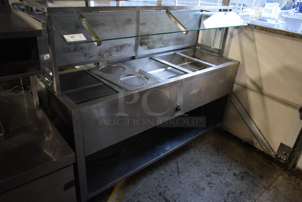 Bowery Stainless Steel Commercial Electric Powered Steam Table w/ Sneeze Guard. 208-240 Volts, 1 Phase. 