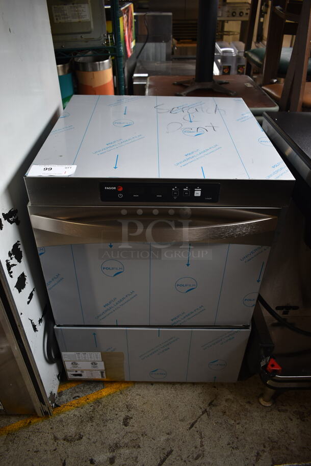 BRAND NEW SCRATCH AND DENT!  Fagor Stainless Steel Commercial Undercounter Dishwasher. 208-240 Volts, 1 Phase. 