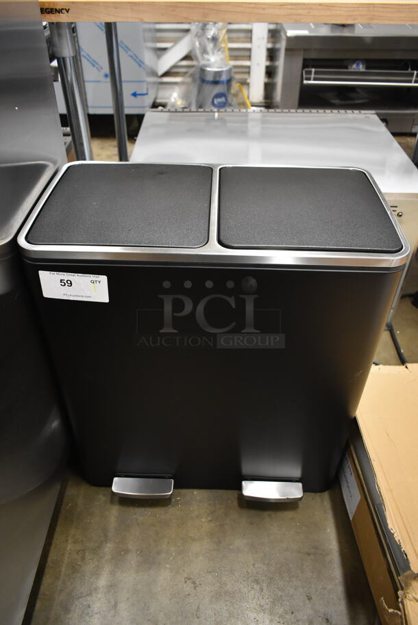 BRAND NEW SCRATCH AND DENT! Black Poly 2 Well Foot Pedal Trash Can.