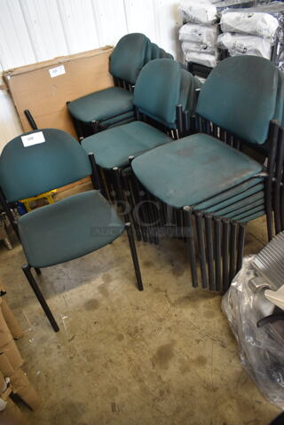 20 Green Dining Height Stackable Chairs on Black Metal Legs. 20 Times Your Bid!