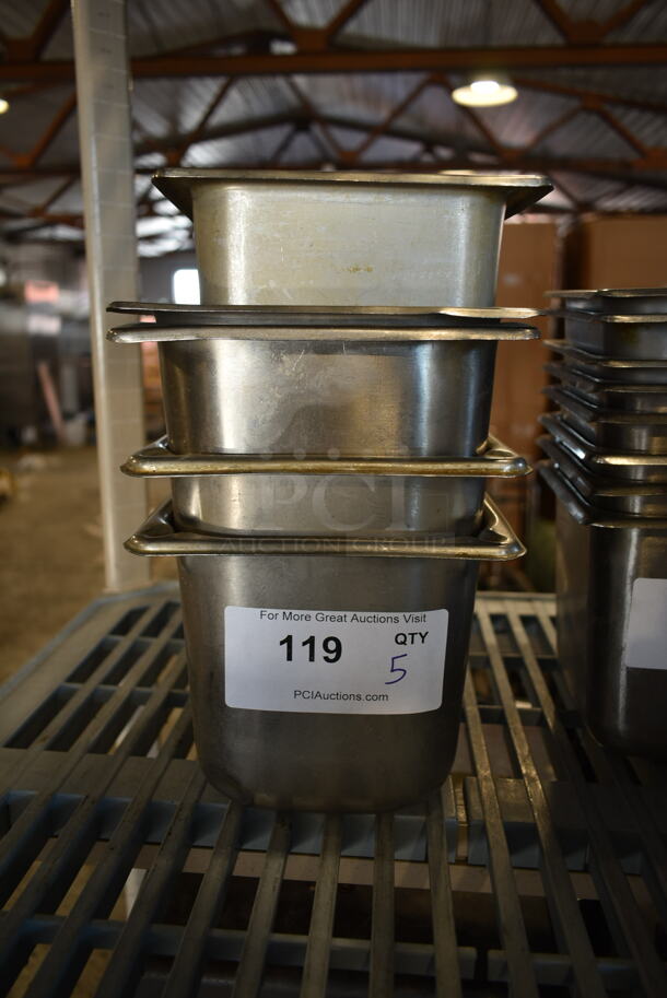 5 Stainless Steel Size Drop In Bins. Includes 1/3x6. 5 Times Your Bid!